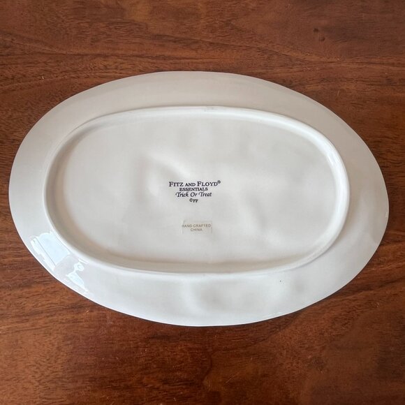 Fitz and Floyd Halloween "Treats" Cat Plate Oval Snack Candy Dish Decor Vintage - Picture 7 of 10